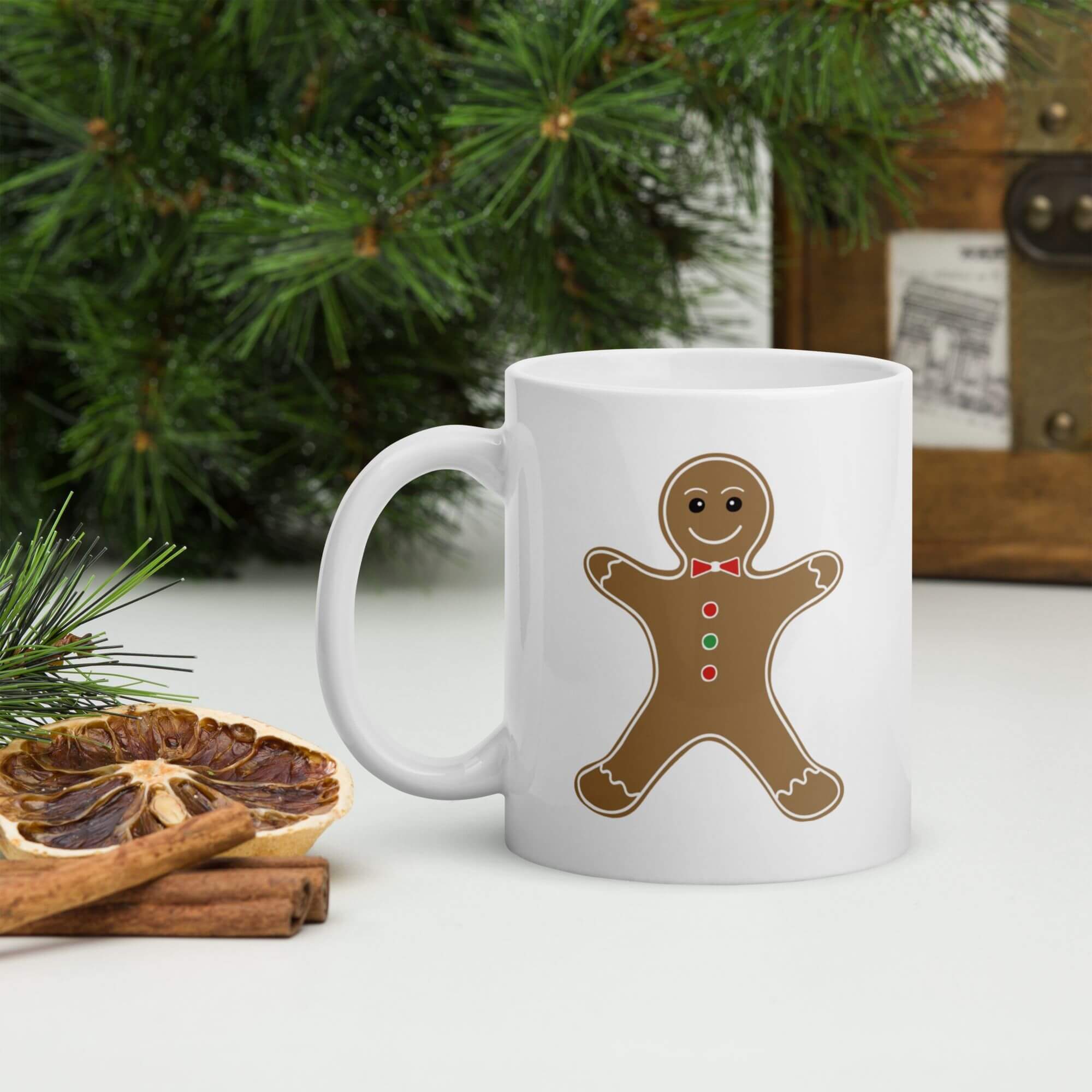 Gingerbread Man Mug          Cartoon bakery character drinks cup coffee, tea, juice, milk drinking cups baking product item tumblers ceramics in white with multicolor brown design Ceramic Anime Gifts men Christmas holiday season festive mugs