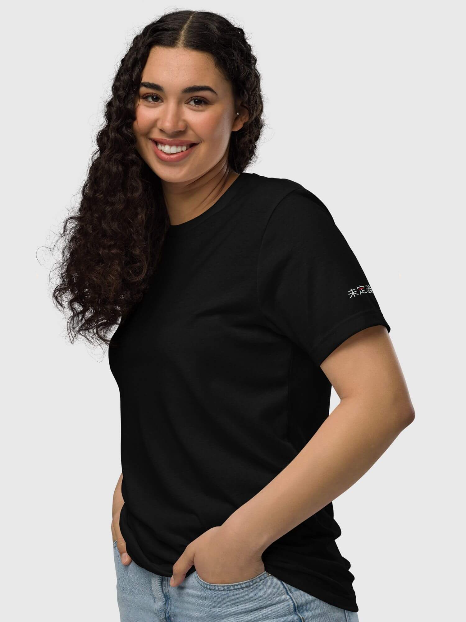 Eco miteigi Crew T-Shirt    Genderful Japanese Unisex anywear Women’s Men's Short Sleeves o-neck undefined a miteigi mix production crew Japan Casual Solid Color womens mens crew neck round Tops Crewneck T-Shirts for petite-, tall-, plus-, size man woman tees in black with platinum red cosmic latte letter design