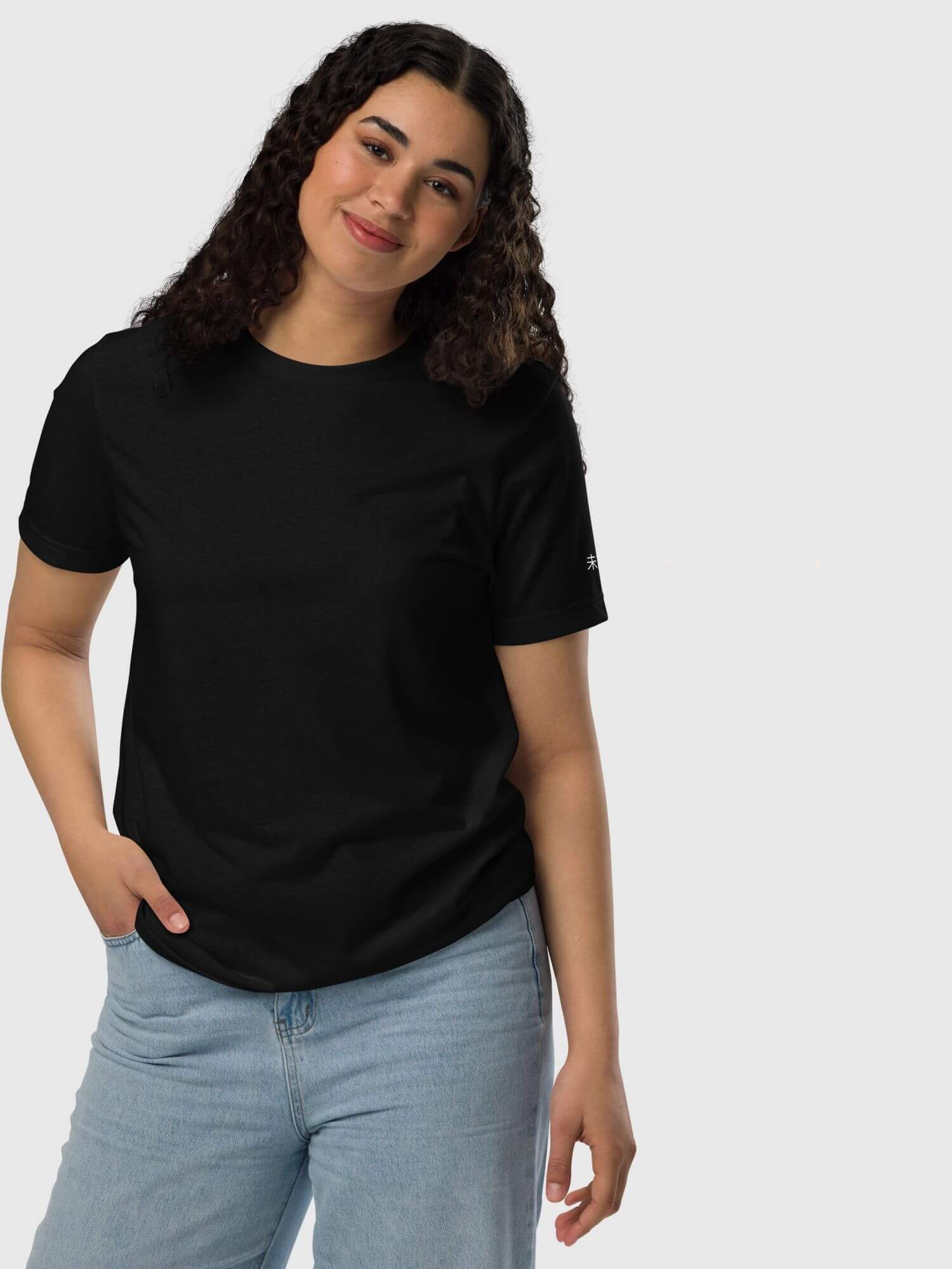 Eco miteigi Crew T-Shirt    Genderful Japanese Unisex anywear Women’s Men's Short Sleeves o-neck undefined a miteigi mix production crew Japan Casual Solid Color womens mens crew neck round Tops Crewneck T-Shirts for petite-, tall-, plus-, size man woman tees in black with platinum red cosmic latte letter design