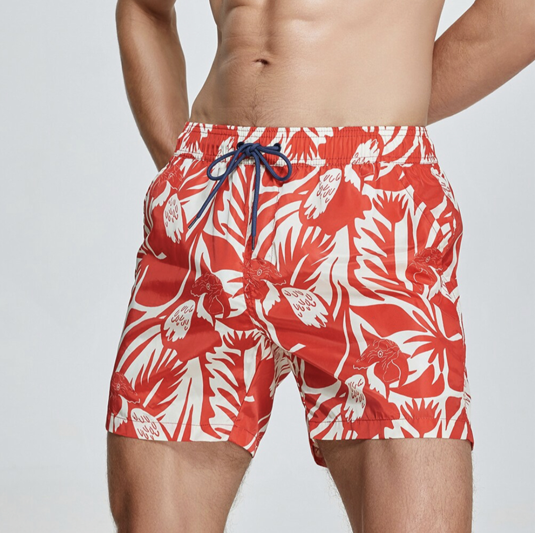 Surf Swim Shorts   Mens Swimming Quick Dry Trunks Beach Summer Board Getaway Boxer Shorts Drawstring Boxers Breathable Vacation Holiday Beachwear Plus Size Swimwear for Man in Red