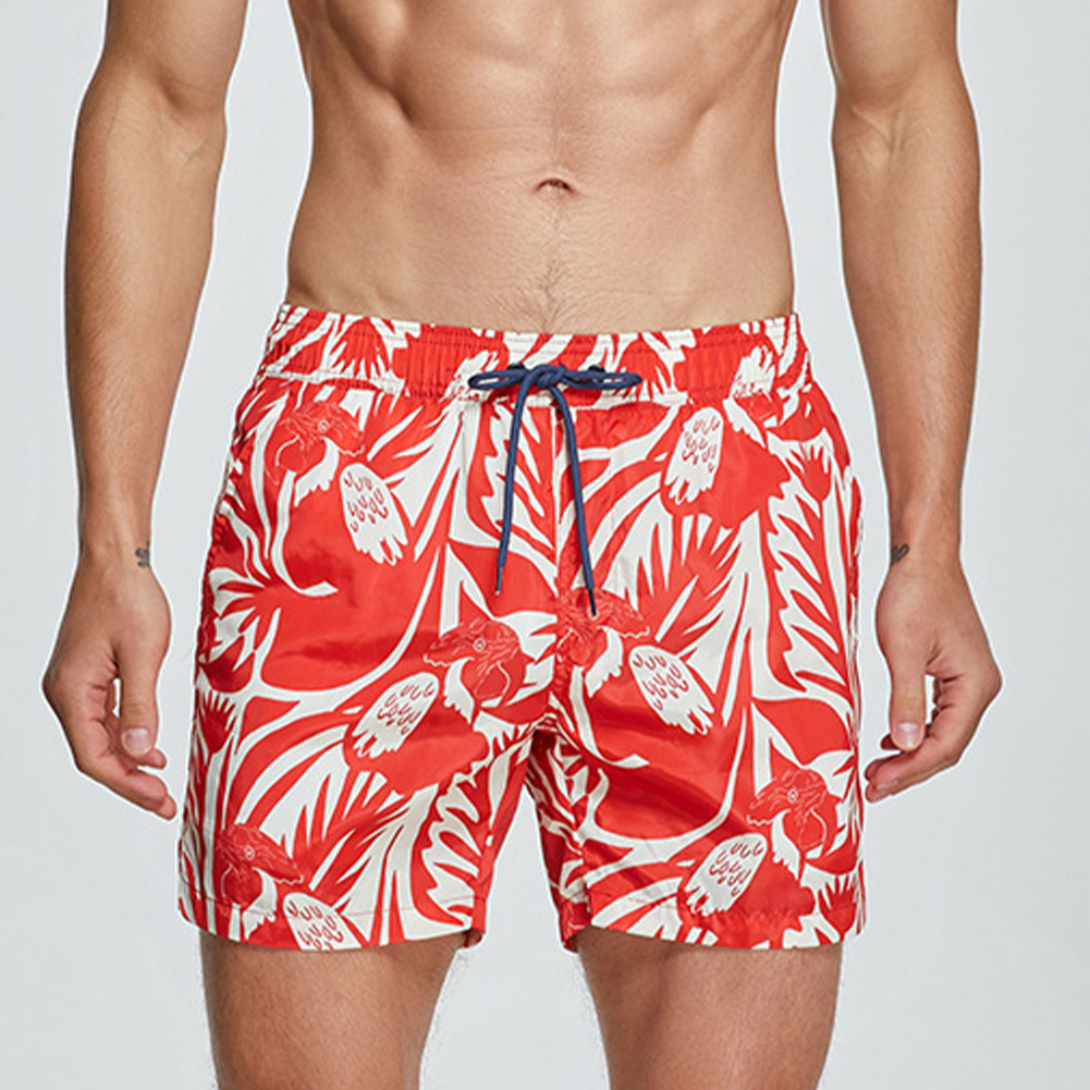 Surf Swim Shorts   Mens Swimming Quick Dry Trunks Beach Summer Board Getaway Boxer Shorts Drawstring Boxers Breathable Vacation Holiday Beachwear Plus Size Swimwear for Man in Red