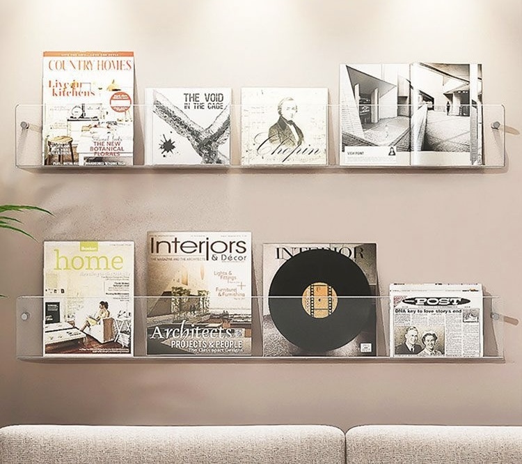 Transparent Acrylic Wall Rack   Storage racks decoration  1pcs INS children’s room picture books newspapers magazine vinyl records wall mounted shelves home office decorations collections organizers shelf in clear color