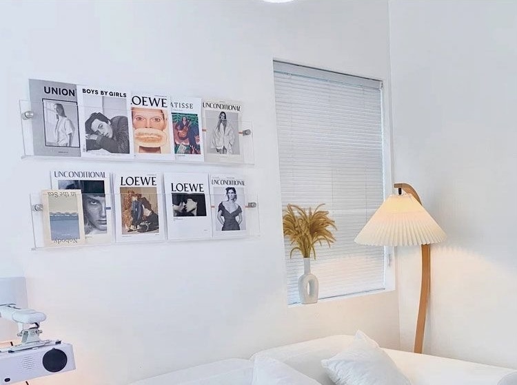 Transparent Acrylic Wall Rack   Storage racks decoration  1pcs INS children’s room picture books newspapers magazine vinyl records wall mounted shelves home office decorations collections organizers shelf in clear color