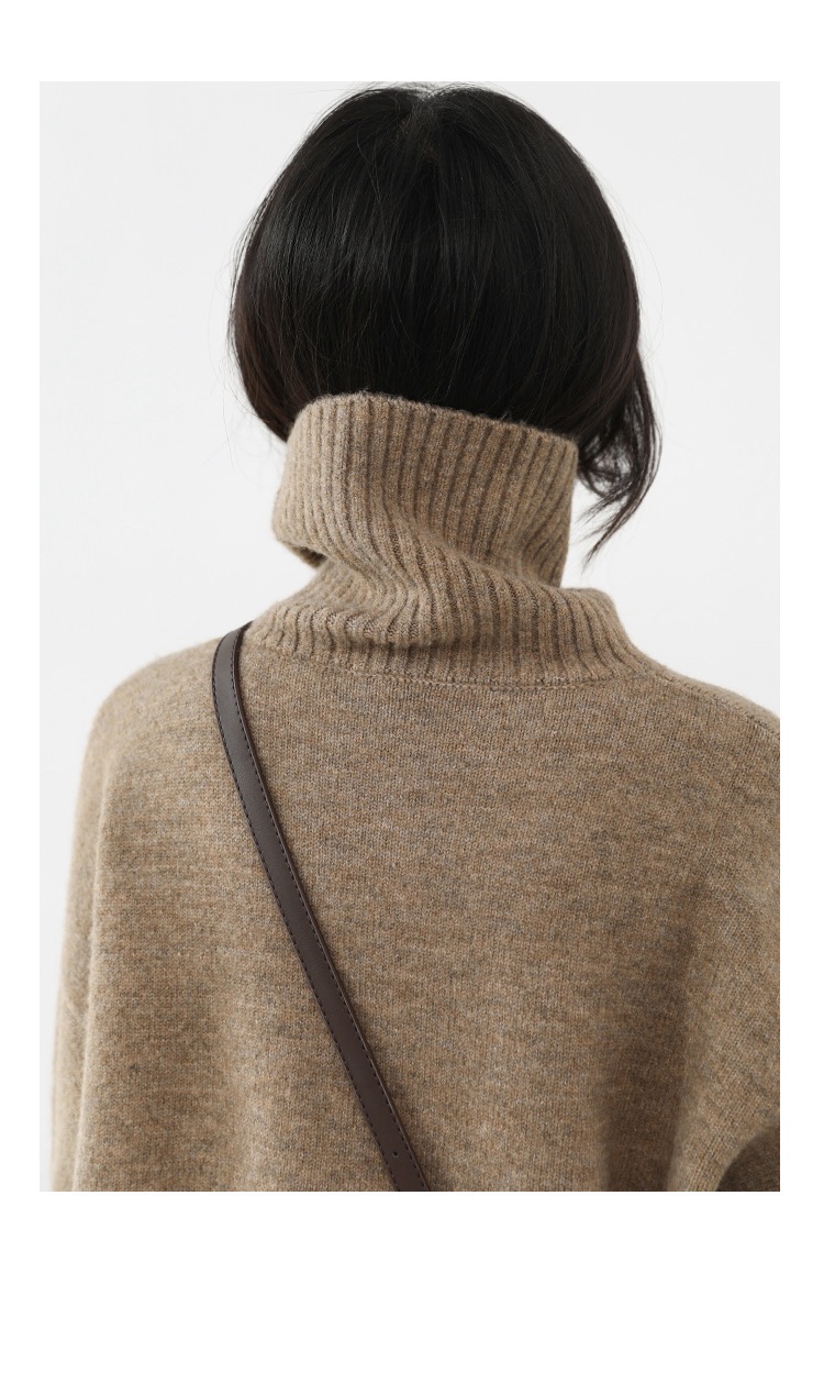 Loose Turtleneck Sweater Korean Women's Warm Solid Plus size Pullover Knitwear Basic Female Tops Autumn Winter Sweaters for Woman in khaki