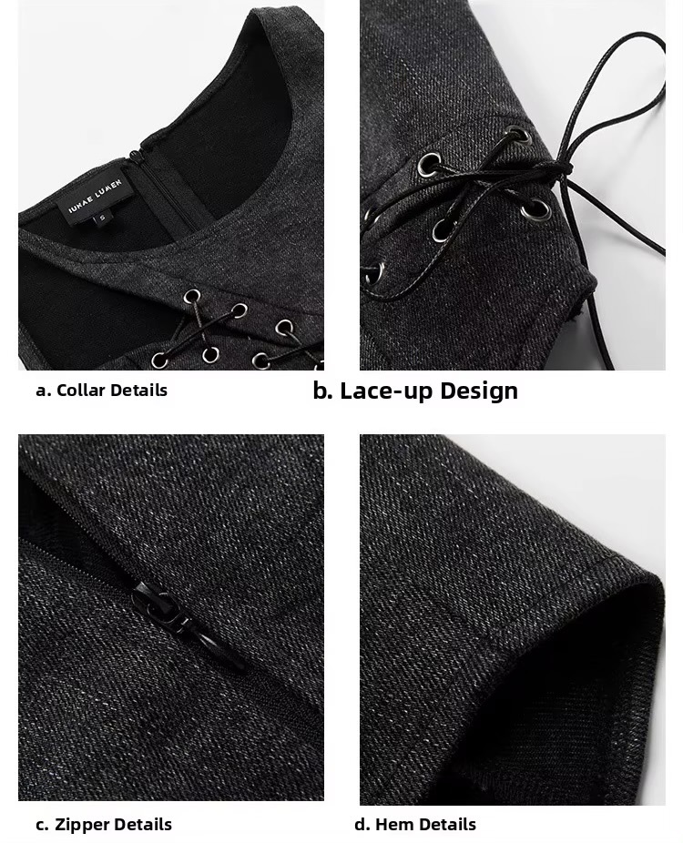 Women&rsquo;s woman womens petite-, tall-, size Indie Off-Shoulder Tube IUNAE LUMEN Original Design sleeveless Summer Holiday vacation getaway evening party American design streetwear Denim Strap Vest Cotton Blend short cropped Length in black Color