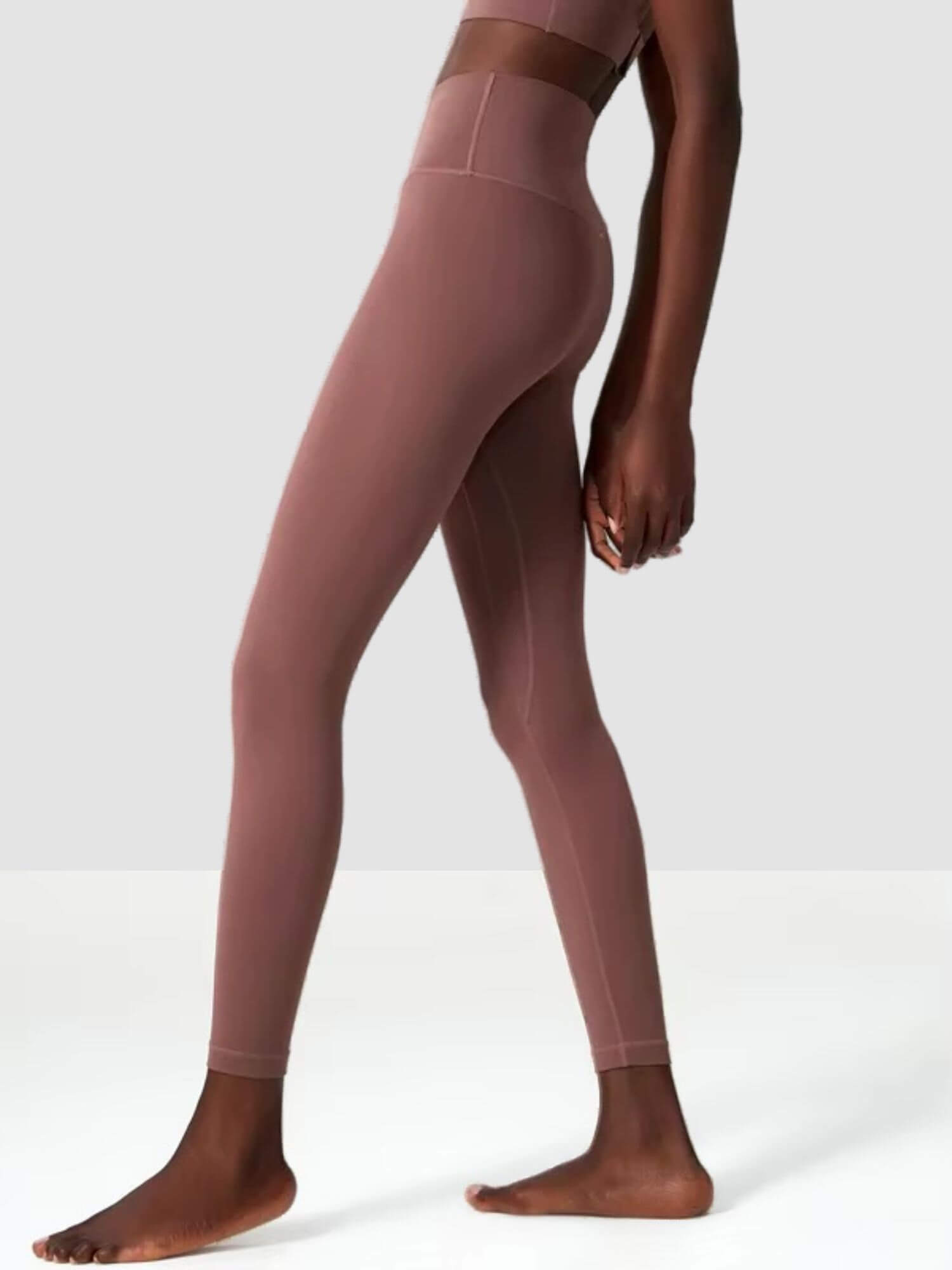 Soft High Rise Yoga Leggings rose bean    Women’s solid color anti-slip high rise waist fitness sports pants for woman Breathable quick dry women’s workout trousers tights Gym activewear sportswear clothes