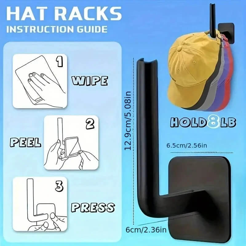 No punching drill-free Strong paste adhesive Wall hook Shelf Hat rack hooks in black 2/4/6-Piece