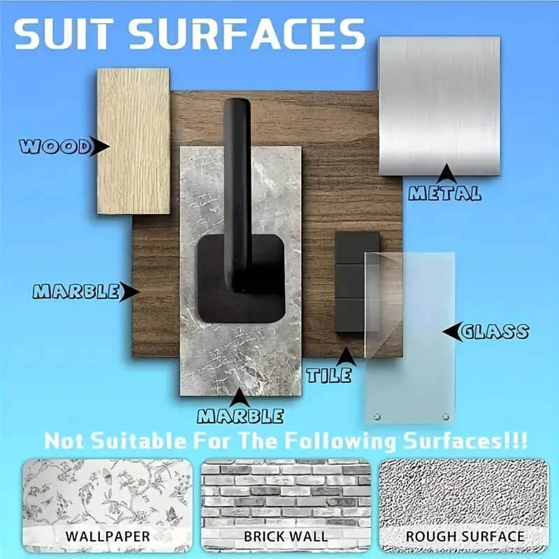 No punching drill-free Strong paste adhesive Wall hook Shelf Hat rack hooks in black 2/4/6-Piece