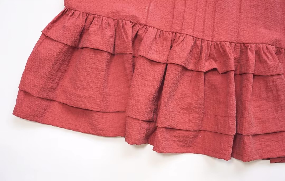 Suspender Top   Women’s  original bow-tie spaghetti straps squareneck pleated folds short niche commuting Korean sweet preppy harajuku tops tank top Vests for woman in red Japanese spring summer womens pleats fashion wine-red color style #244701