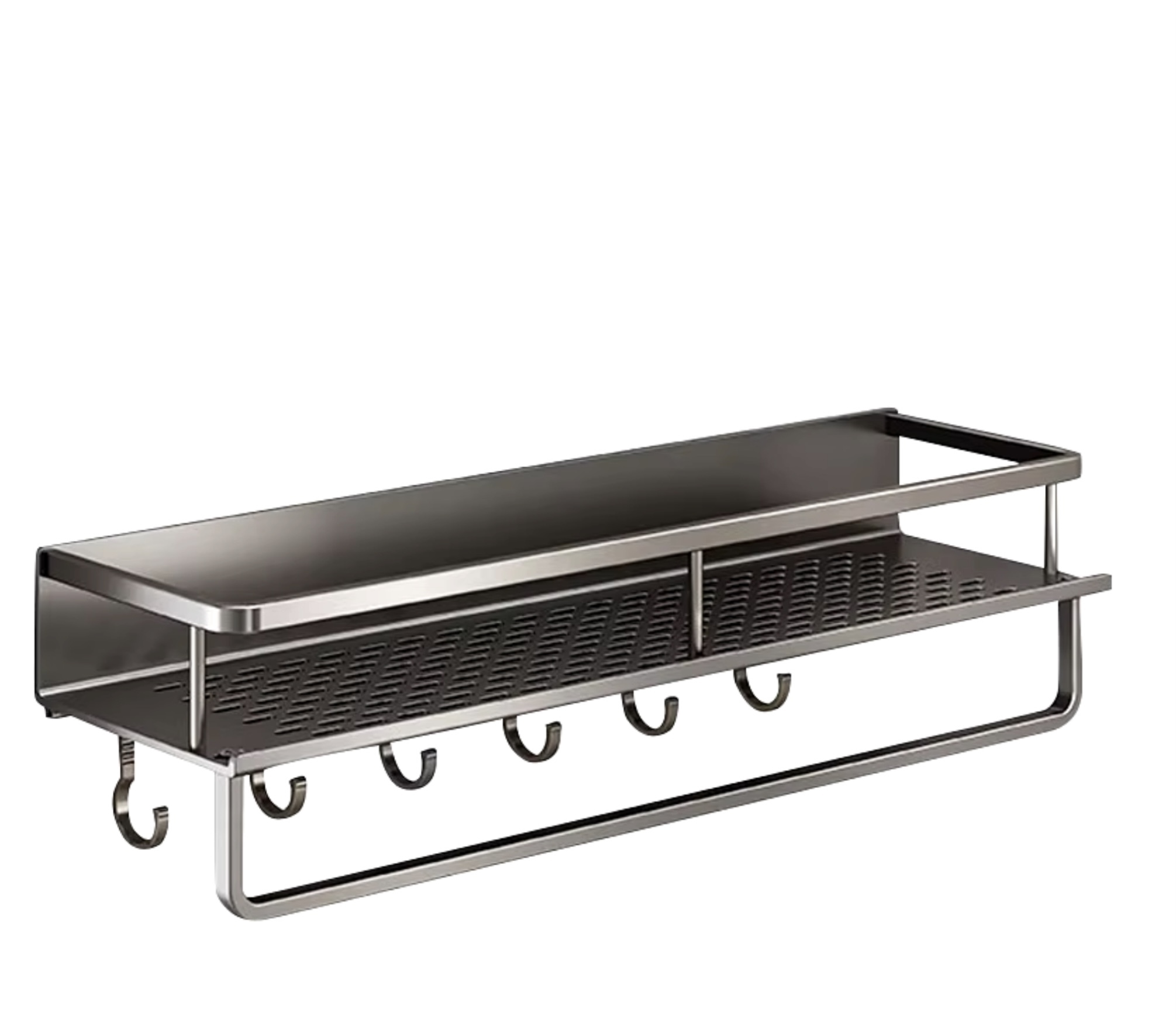Multifunctional Metal Rack  Bathroom sundries supplies Aluminum stainless steel storage hook shelf accessory wall mounted shelves towel bar bathrooms items organizers racks home decoration furniture accessories in silver