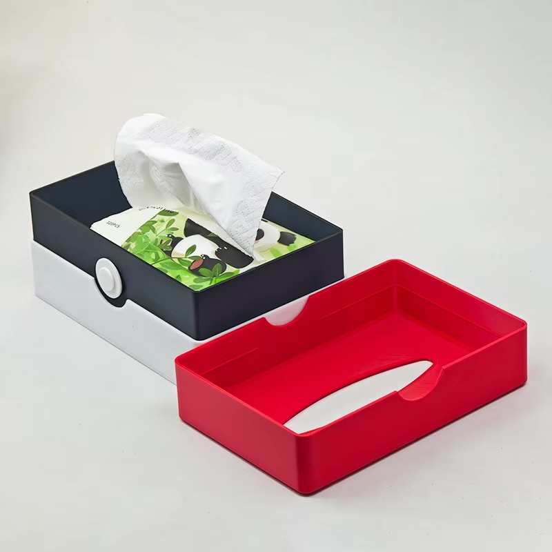 Japanese Pokemon Pikachu 16cm Anime Pokeball Cartoon Poke Ball Style Tissue Box 3D Print Storage Box Creativity Model Anime Peripheral Desk Decoration Gifting in red white with black