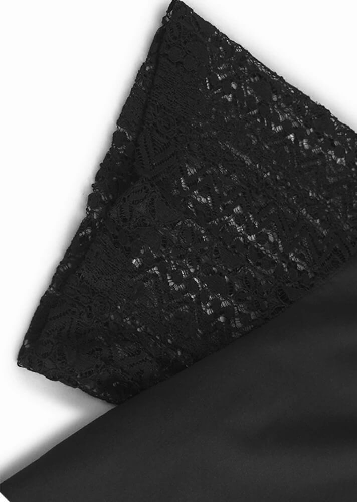 Women’s woman womens hollow out lace perspective big size lapel turn-down collar button-up short sleeves Fashion Tide Spring Summer holiday getaway vacation Midi Shirt Dress dresses in black