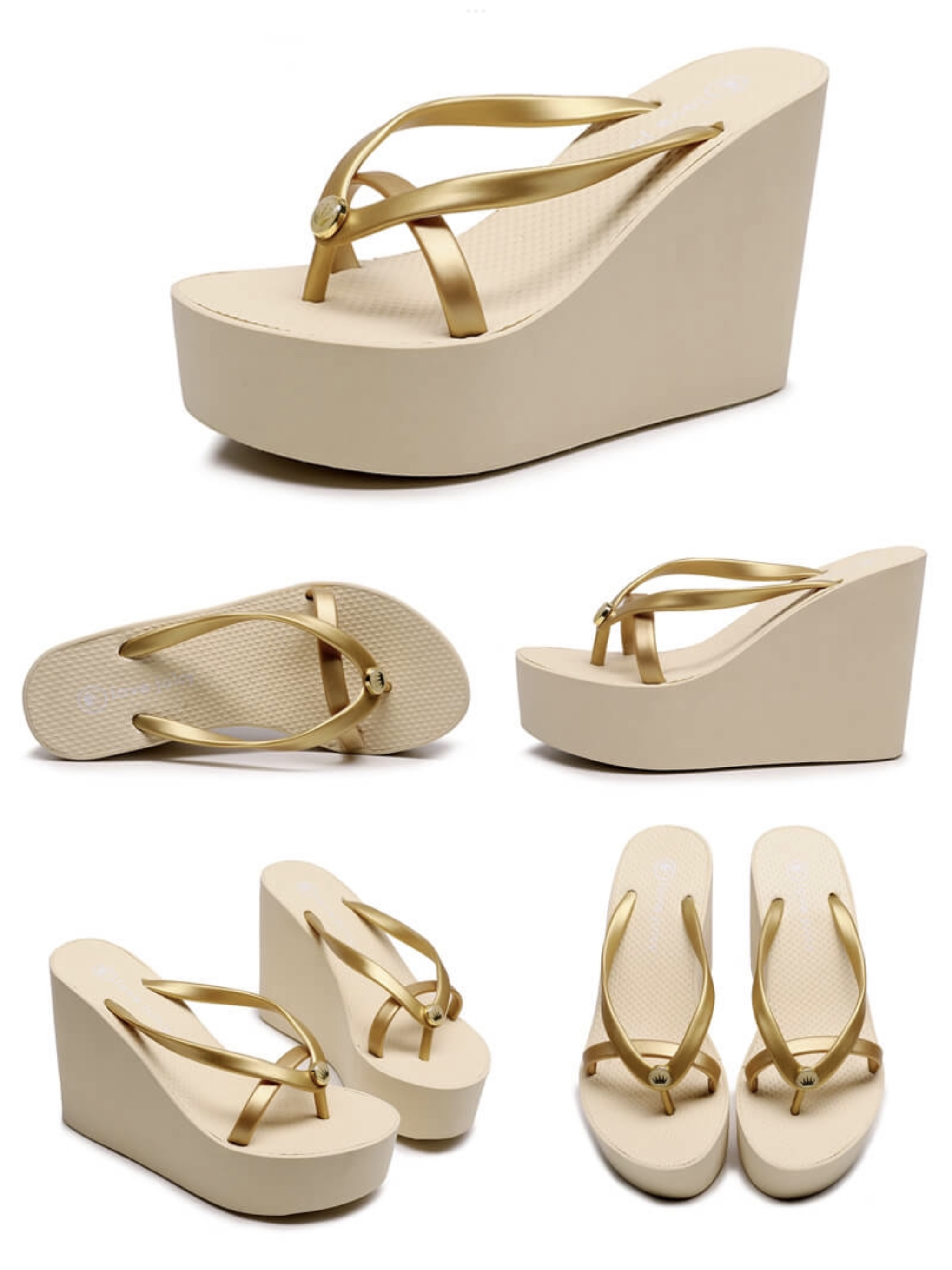 Summer High heel Flip-flops in Beige