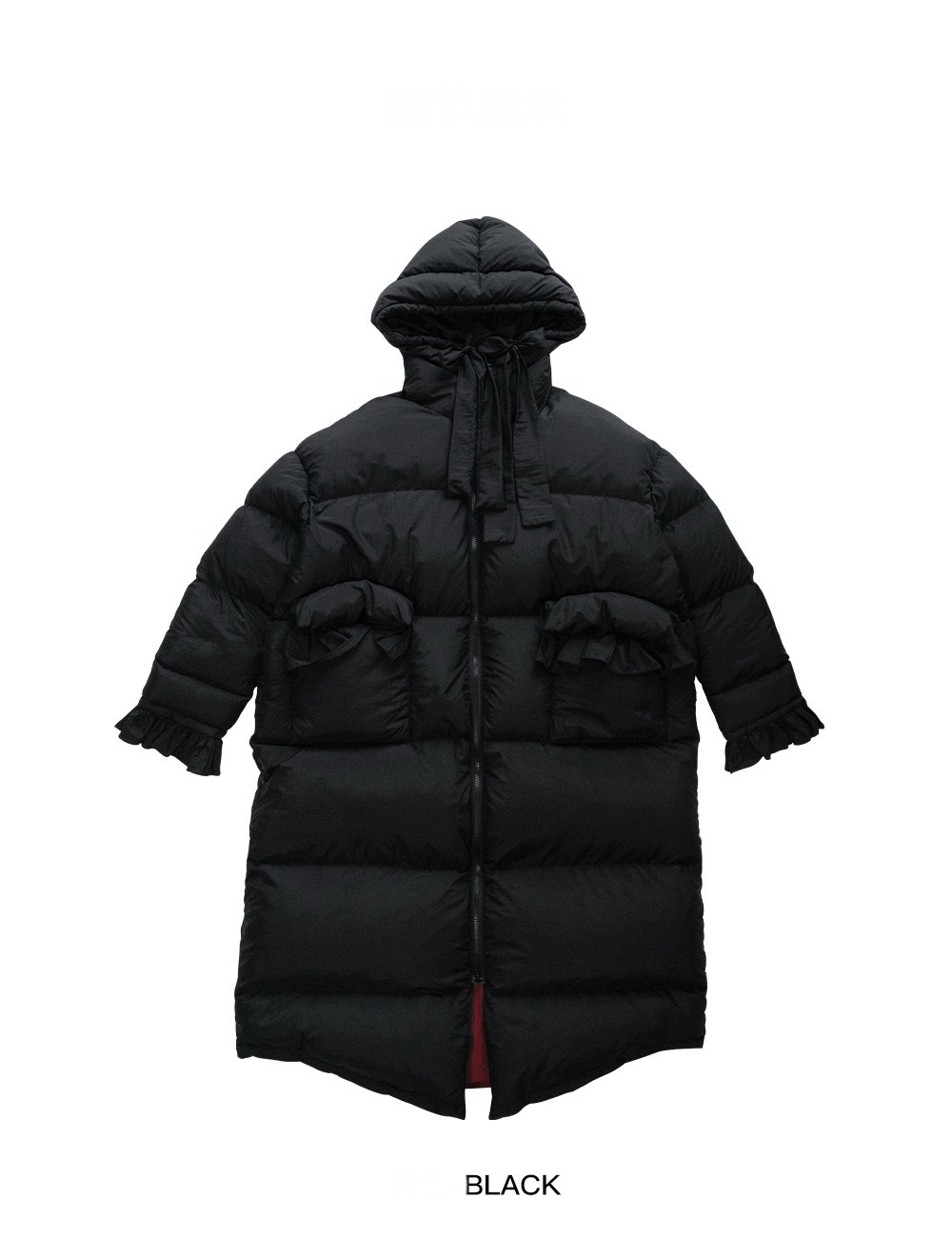 Duck Down Puff Coat   Women’s original Fall autumn and winter outwear white duck down long sleeves hooded parka jackets for woman in black Womens long bowknot pockets padded parker coats outerwear 