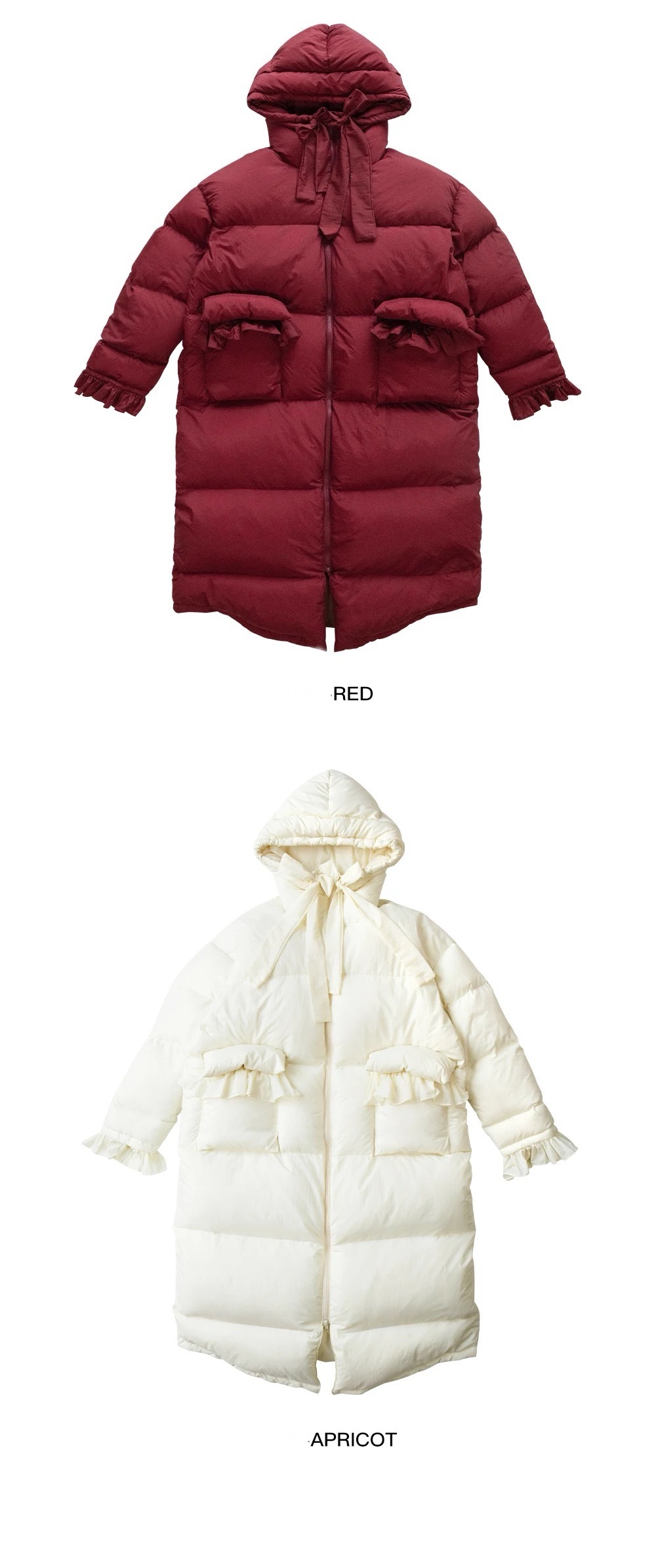 Duck Down Puff Coat   Women’s original Fall autumn and winter outwear white duck down long sleeves hooded parka jackets for woman in burgundy red Womens long bowknot pockets padded parker coats outerwear in white also