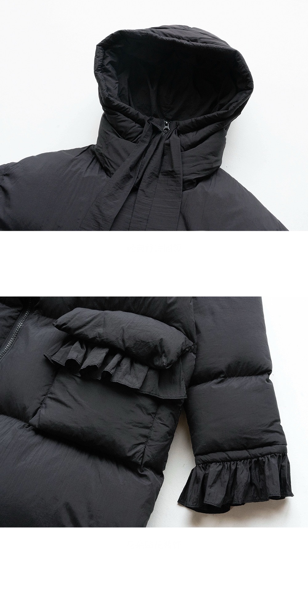 Duck Down Puff Coat   Women’s original Fall autumn and winter outwear white duck down long sleeves hooded parka jackets for woman in black Womens long bowknot pockets padded parker coats outerwear 