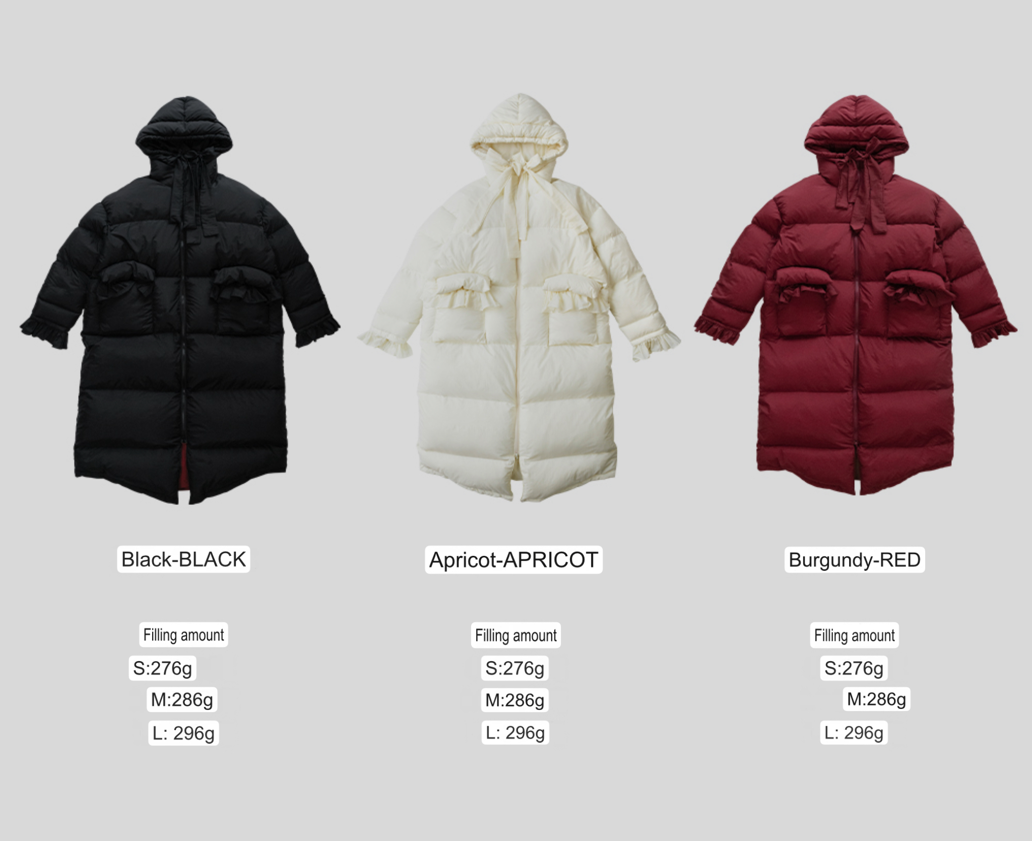 Duck Down Puff Coat   Women’s original Fall autumn and winter outwear white duck down long sleeves hooded parka jackets for woman in burgundy red Womens long bowknot pockets padded parker coats outerwear in burgundy red and black