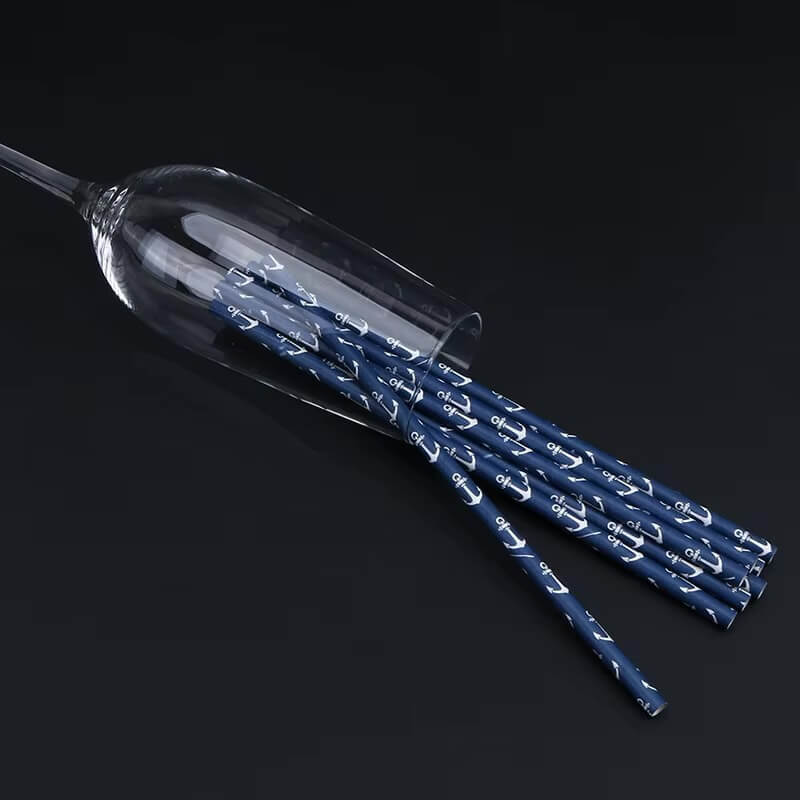 Nautical Paper Straws 25-Piece      25pcs Navy blue sea anchors sailing straws sailors accessory for Halloween Wedding Tropical Party events Anchor Decor 8D birthday accessories supplies in dark navy blue with white graphic