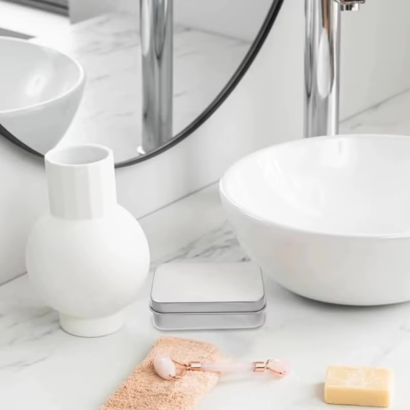 Women&rsquo;s woman womens Men&rsquo;s man mens Unisex Genflex Gender Neutral Genderfluid Portable Aluminum Soap Box Double Layer Drainable Soap Container with Cover for Hotel Travel Camping outdoor wash containers boxes in silver Gray grey