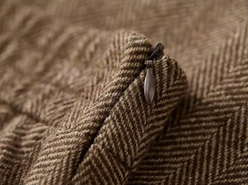 Wool Blend Skirt    Women’s warm elegant classic high rise elastic back band waist basic woolen blend plus size mid-calf midi skirts for woman in brown Vintage Fall Autumn Winter office lady wfh workwear Fashion  #144Q57245