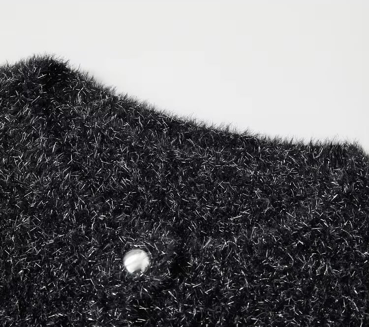 Women’s Soft Elegant Miss Rich Sle Open Cardigan Loose Long Sleeves Knitted round crew -neck Sweater for woman in black Fashionable Commute office wfh workwear cardigans sweaters Womens petite-, tall-, plus-, size Winter fashion