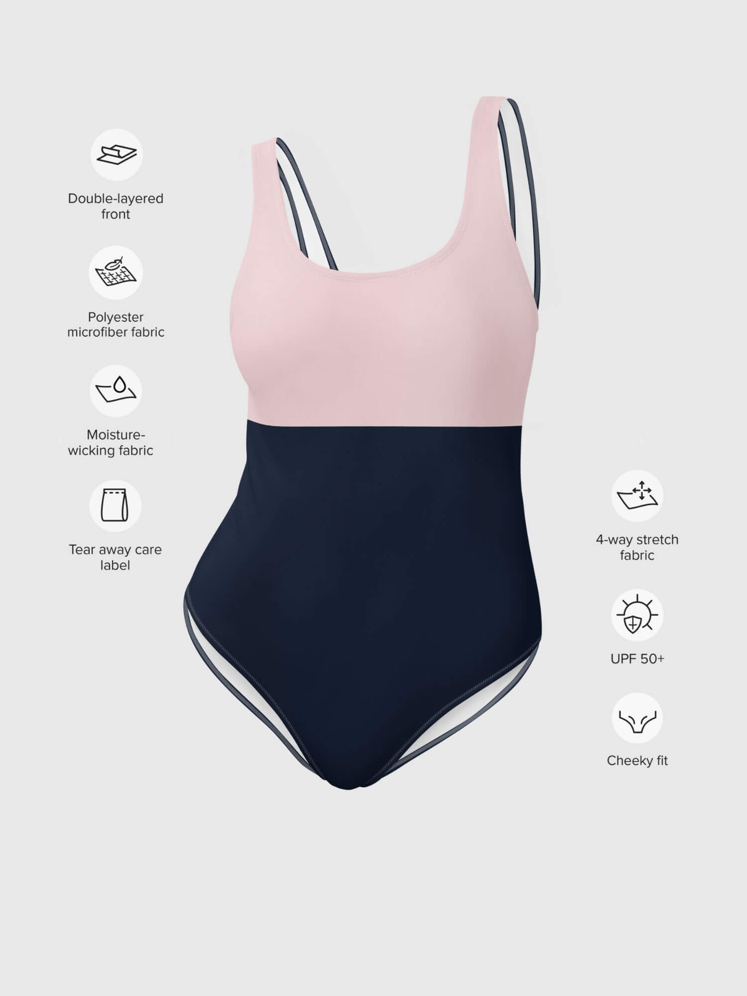 One-Piece Swimsuit pink       Women’s sports summer monokini for woman in pink front top with dark blue pattern womens monokini sportswear grunge y2k Alternative indie beachwear vacation holiday getaway petite-, tall-, plus- size swimwear