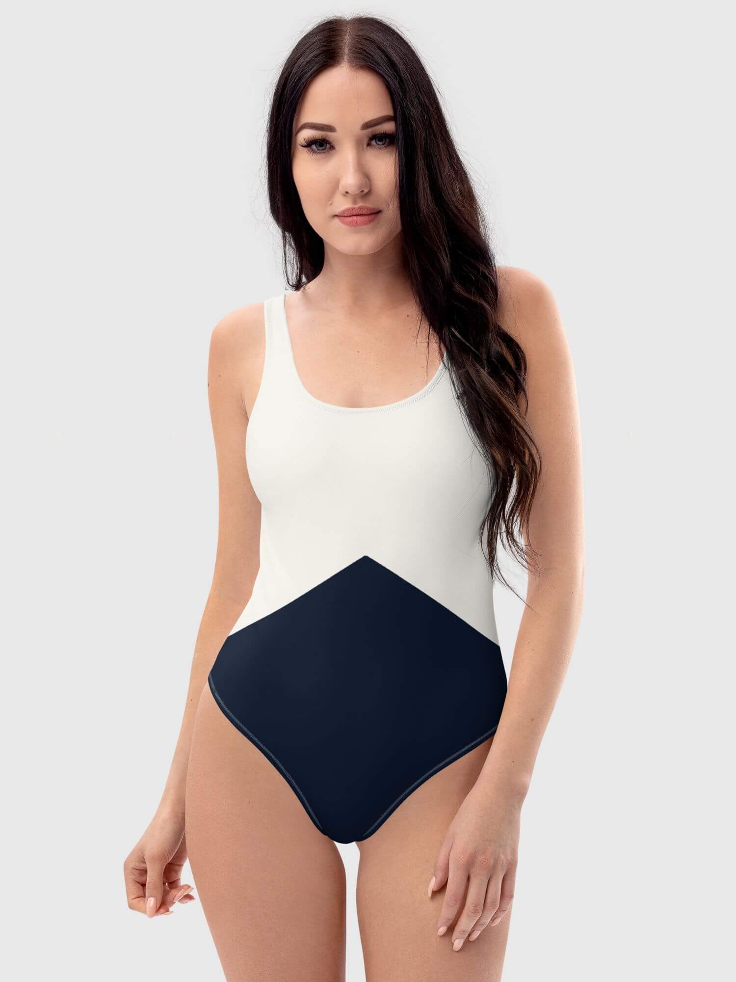 One-Piece Swimsuit cosmic latte       Women’s sports summer monokini for woman in cosmic late front and back split top with dark blue pattern womens monokini sportswear grunge y2k Alternative indie beachwear vacation holiday getaway petite-, tall-, plus- size swimwear