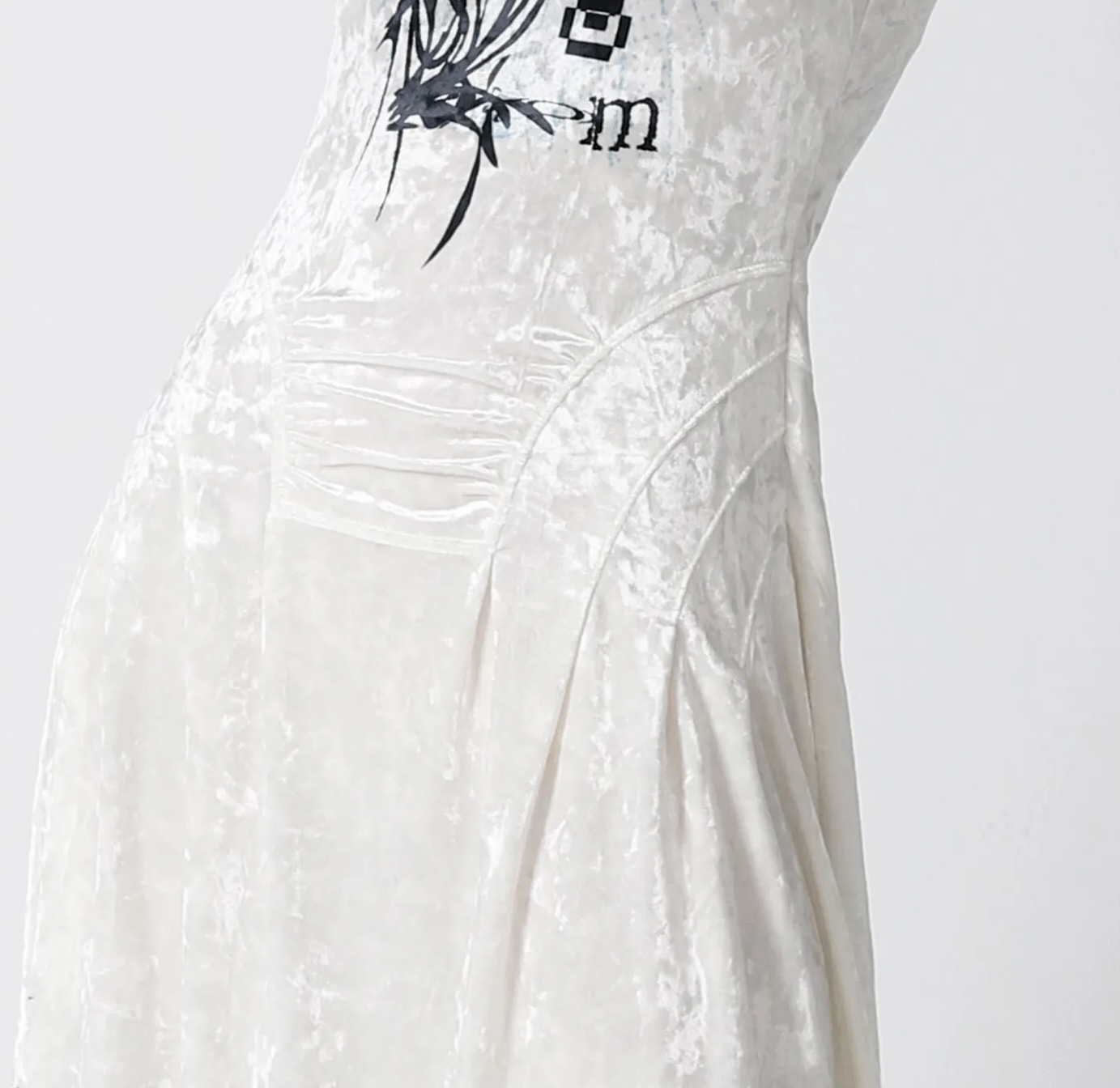 Women&rsquo;s woman womens petite-, tall-, size Original midi squareneck Design Velvet Orchid Fountain Print Long A-Line Square neck spaghetti midi strap Skirt elegant Lady Commute evening party wear dresses in white with black accent