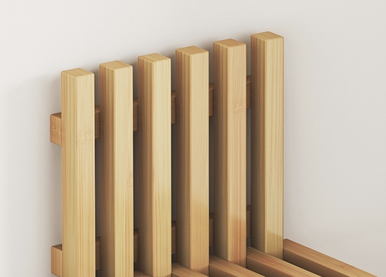Wall Hanging Folding Stool      Elegant simple wooden household foyer entryway hallway shoes footwear stools foldable slated racks Home Portable entranceway bathroom folding shower slats chairs in light-  dark walnut color-, brown bamboo wood color