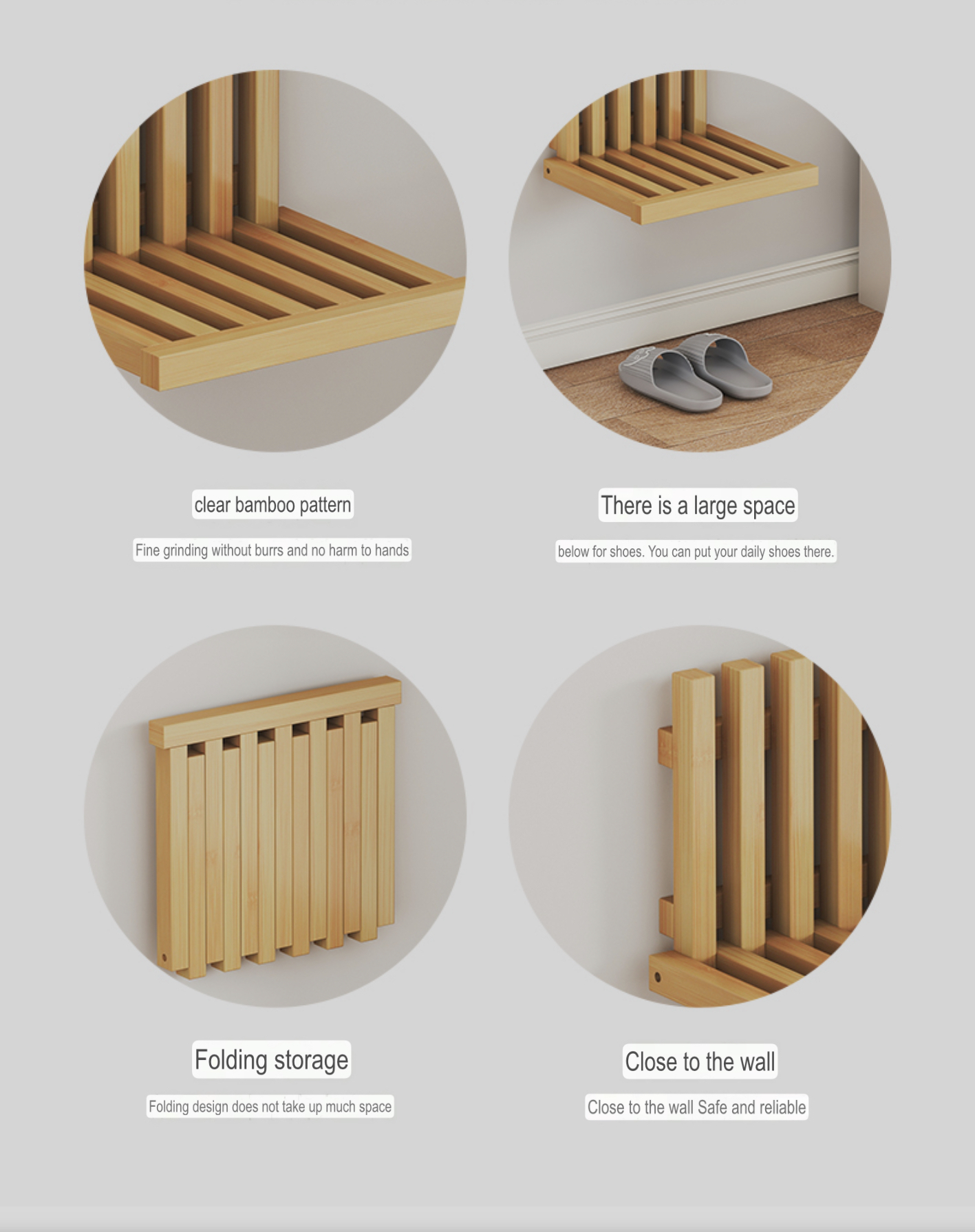 Wall Hanging Folding Stool      Elegant simple wooden household foyer entryway hallway shoes footwear stools foldable slated racks Home Portable entranceway bathroom folding shower slats chairs in light-  dark walnut color-, brown bamboo wood color