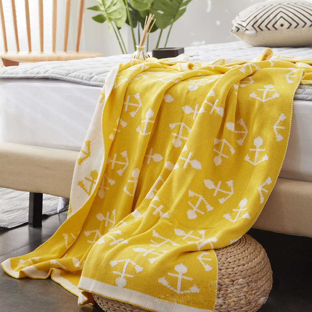 Sailors Ship’s Anchor Throw Blanket in yellow for sailing