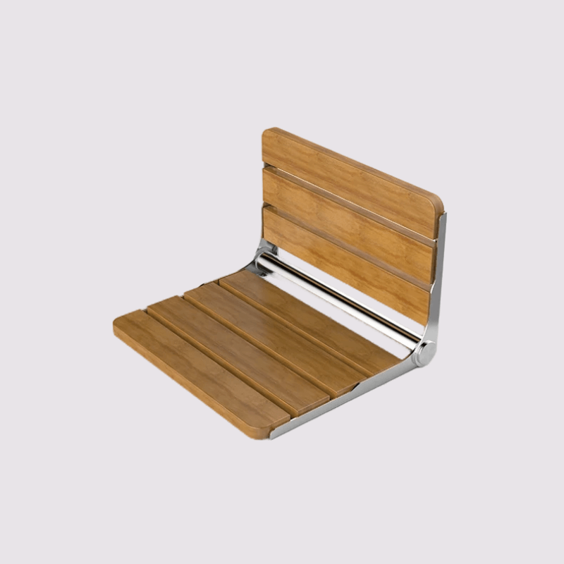 Folding Shower Chair   Solid wooden and metal wall-mounted bath seats Creative barrier-free Modern home porch foyer entryway entranceway shoe changing stools in light wood color