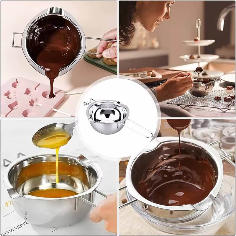 Stainless Steel Wax Melting Pot Double Boiler Pot for Melting Chocolate Candy and Candle Chocolate Warmer Melting Bowl Bakeware 400ml, 600ml