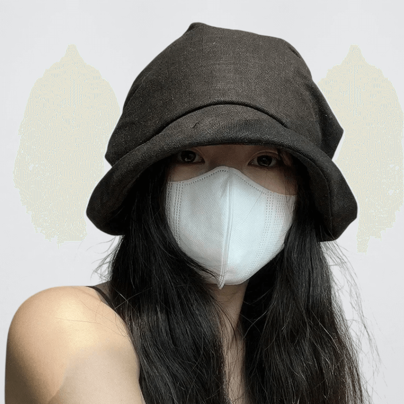 Women’s woman womens Japanese Cotton Linen Pleated Small Brim Summer holiday vacation getaway UV Resistant Breathable Linen Fisherman Bucket Hats Wrapped Head headwear in black