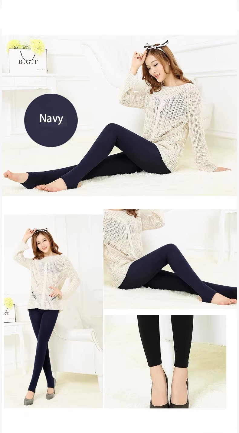 High-Rise WinterWarm Leggings    Women’s high rise waist slim thermal Pants for Woman casual stretchy solid pantyhose Warm thin fleece Leggins Female Fall Autumn Winter womens clothing in Navy blue