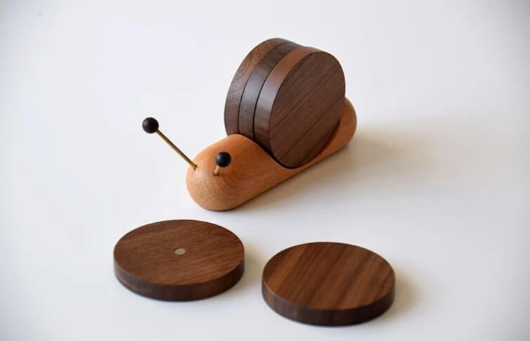 1 Set Wooden Cup Mat Placemats for Table Snail Shaped Heat Insulation Pads Wood Tea Coasters accessory Tool Tea Tray Creative Gifts home dining bar accessories in brown 