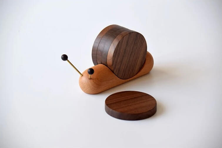 1 Set Wooden Cup Mat Placemats for Table Snail Shaped Heat Insulation Pads Wood Tea Coasters accessory Tool Tea Tray Creative Gifts home dining bar accessories in brown 