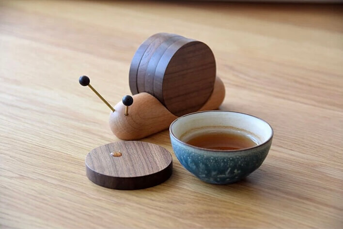 1 Set Wooden Cup Mat Placemats for Table Snail Shaped Heat Insulation Pads Wood Tea Coasters accessory Tool Tea Tray Creative Gifts home dining bar accessories in brown 