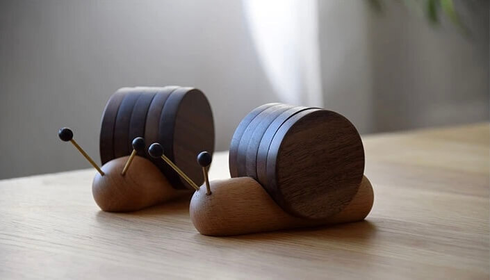 1 Set Wooden Cup Mat Placemats for Table Snail Shaped Heat Insulation Pads Wood Tea Coasters accessory Tool Tea Tray Creative Gifts home dining bar accessories in brown 