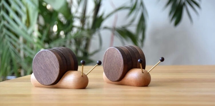 1 Set Wooden Cup Mat Placemats for Table Snail Shaped Heat Insulation Pads Wood Tea Coasters accessory Tool Tea Tray Creative Gifts home dining bar accessories in brown 