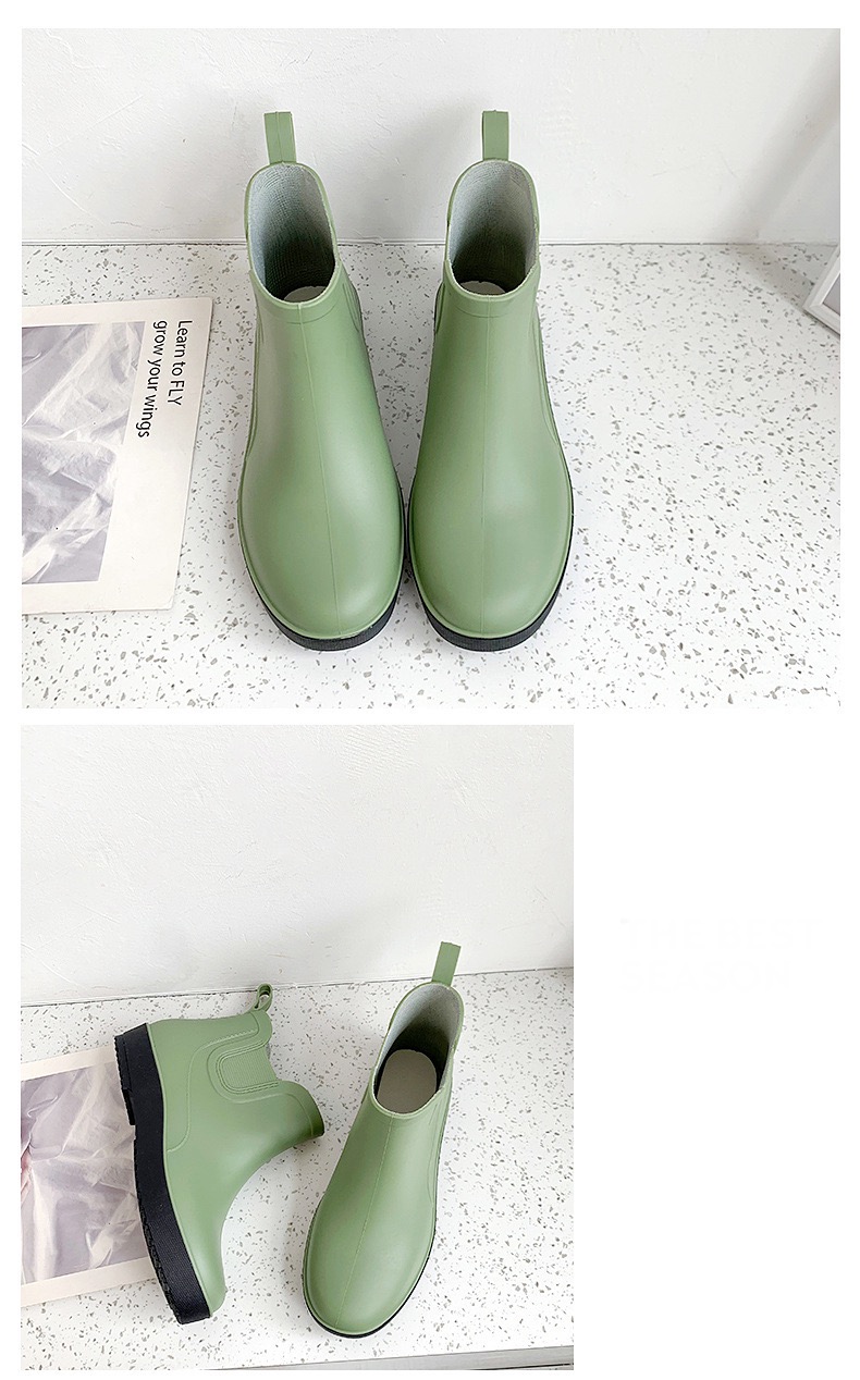 Rain Boots  Women’s Warm Outdoor Booties Fashion Winter Shoes Waterproof Working Slip-on Rubber womens Ankle-Boots for Woman in Green