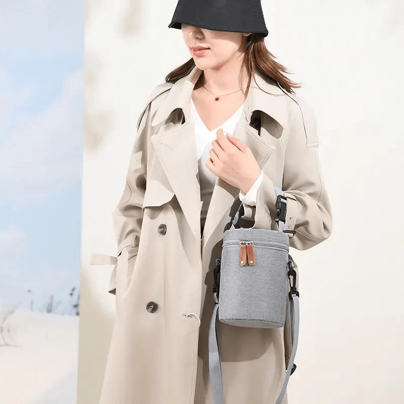 Baby Bottle Bag Bottle Maternity Nursing Warmer Babys Aluminum Mold Insulation Outing Stroller Hanging shoulder carry Bags For babies Feeding Storage Cups Drinks in Gray grey