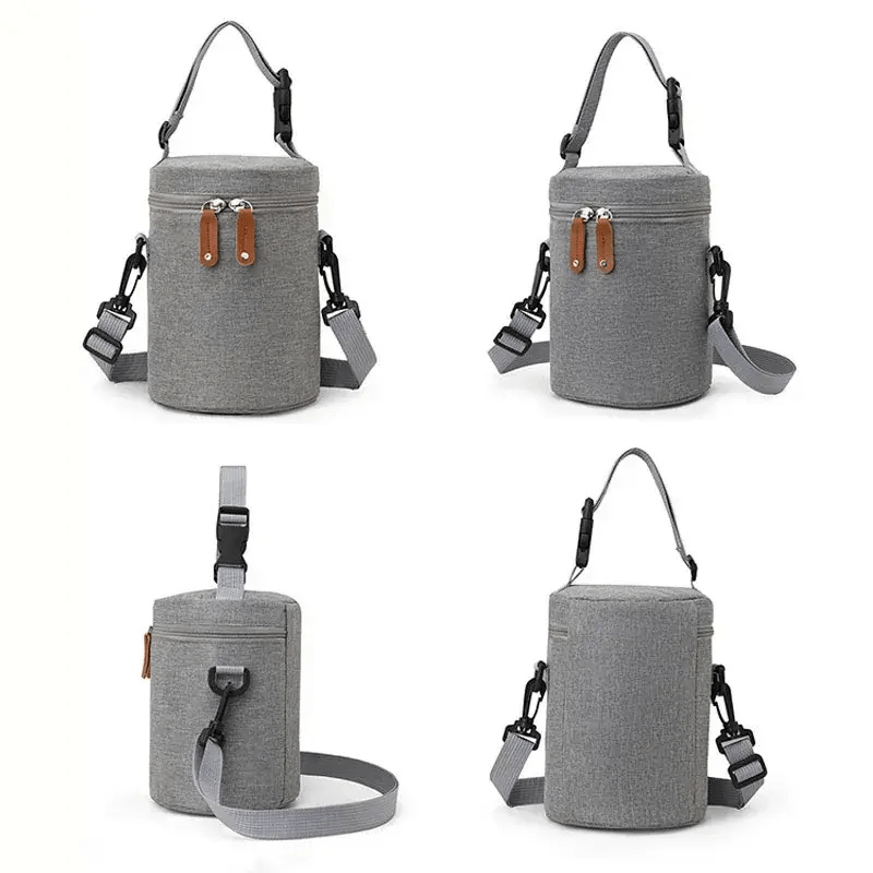 Baby Bottle Bag Bottle Maternity Nursing Warmer Babys Aluminum Mold Insulation Outing Stroller Hanging shoulder carry Bags For babies Feeding Storage Cups Drinks in Gray grey