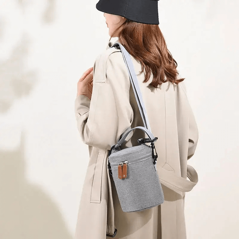 Baby Bottle Bag Bottle Maternity Nursing Warmer Babys Aluminum Mold Insulation Outing Stroller Hanging shoulder carry Bags For babies Feeding Storage Cups Drinks in Gray grey, black