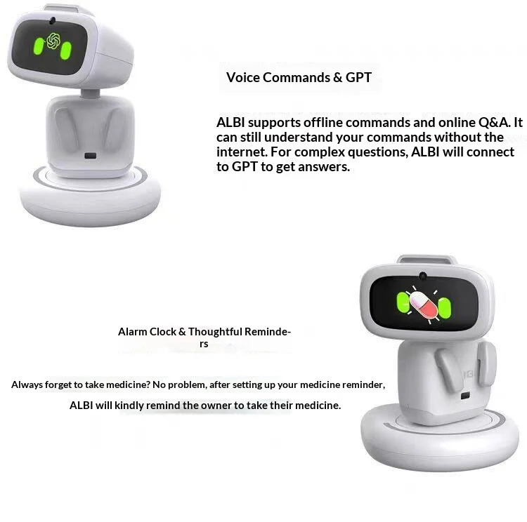 Living AI Smart Robot Companion Robots Social Emotional Interaction Facial Identification Wireless Indoor Intelligence Gifts in white
