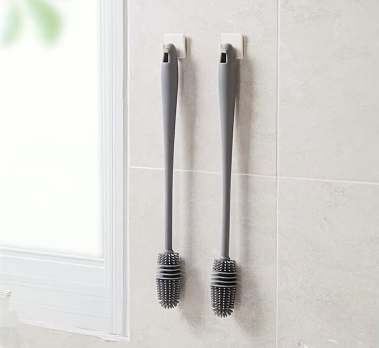 Silicone Cup Milk Bottle Long Handle Water Bottles Cleaner Glass Cup Cleaning Brushes Kitchen Baby Cleaning Tools in Gray grey