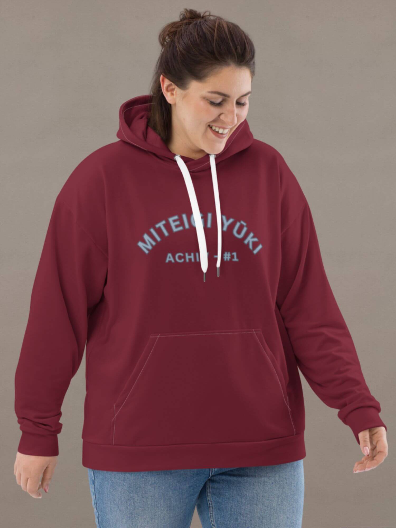 Vintage Miteigi Yūki Hoodie     Genderful Women’s Men’s gen z a generation youth hooded Undefined unisex anywear fitness sports sweatshirts for woman man in Red delicious with dusk blue design print Mens womens Petite-, tall-, plus- size Activewear sweatshirt