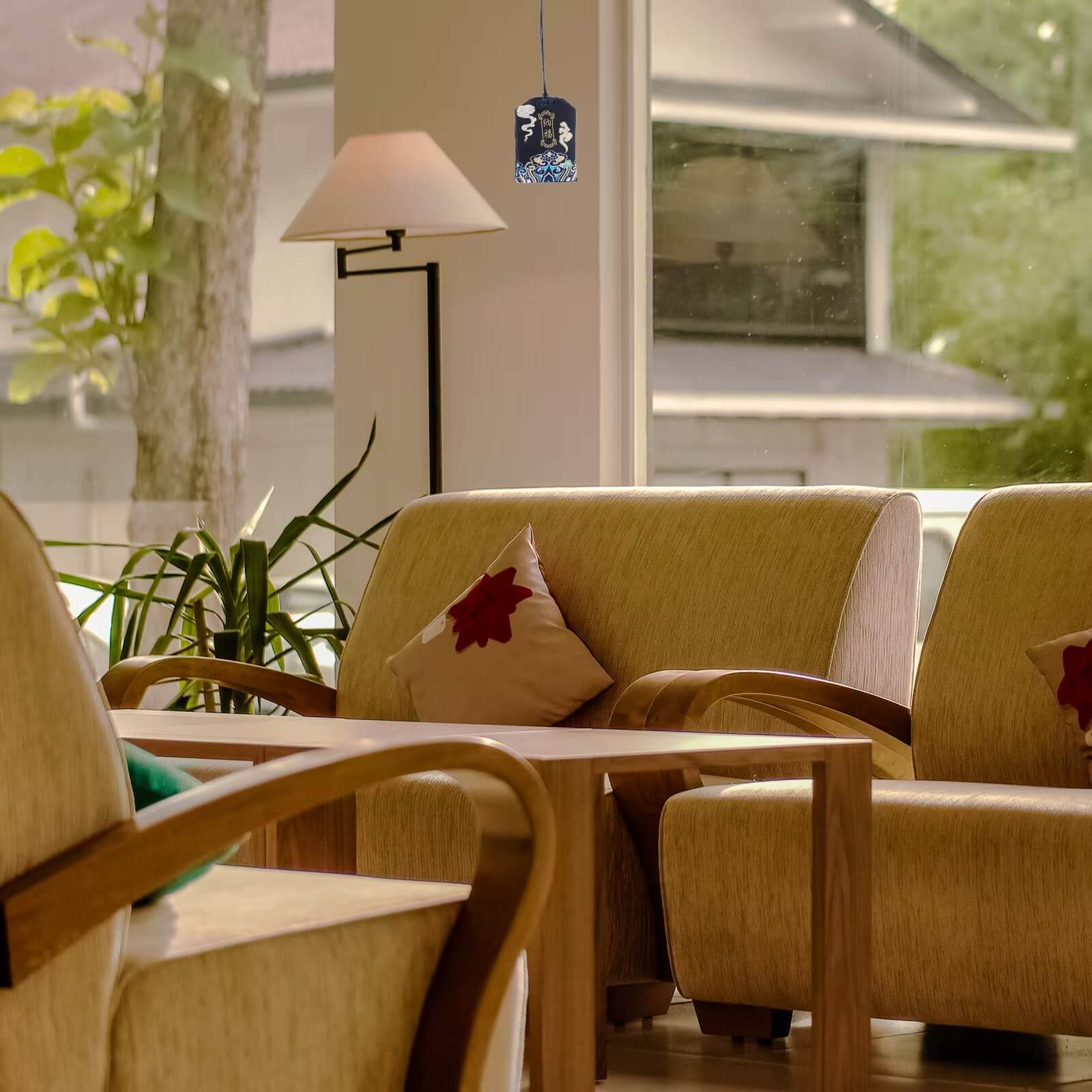 Japanese Prayer Omamori Pray The great wave Blessing and misfortune protection Fortune Beauty Health Safety Lucky Cat Prosperity Wealth Bag Guard Talisman Pendant Keychain Charms Couple Gift in blue with multi color