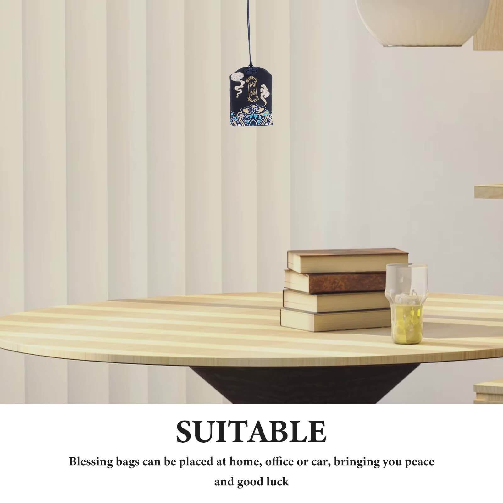 Japanese Prayer Omamori Pray The great wave Blessing and misfortune protection Fortune Beauty Health Safety Lucky Cat Prosperity Wealth Bag Guard Talisman Pendant Keychain Charms Couple Gift in blue with multi color