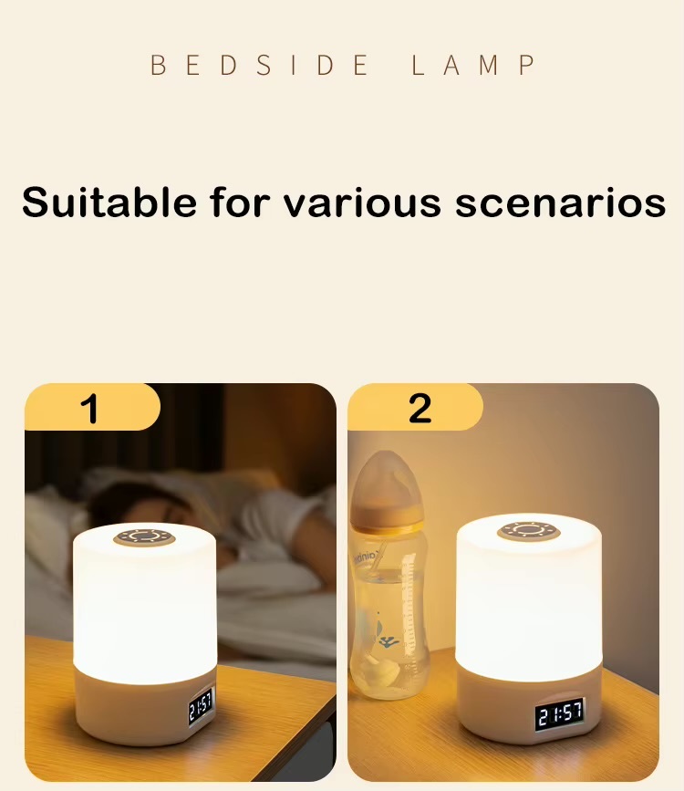 Office home desktop bedside table lamp LED Night Light Dimmable Rechargeable Touch Switch Bedroom Living Room Office Warm Atmosphere Desk Lamps Soft Lights with clock Lighting in white